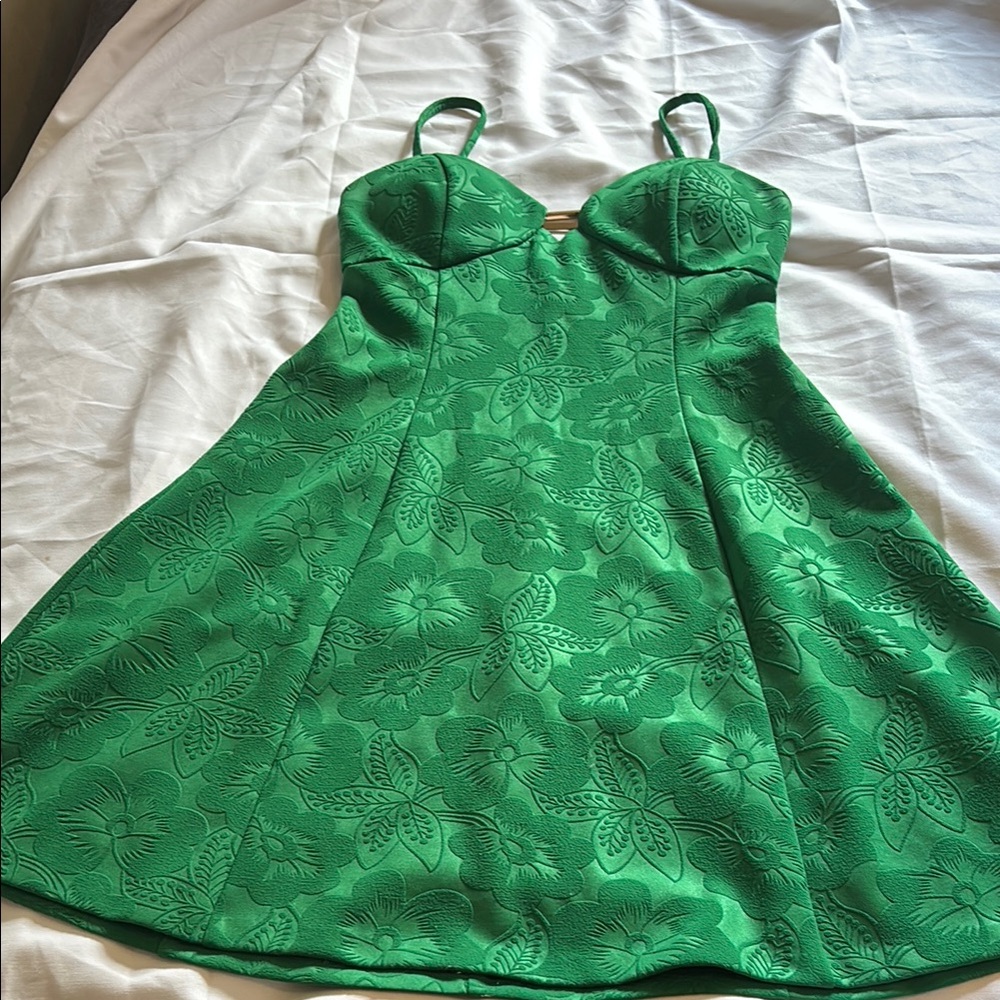 Elegant Green Floral Dress